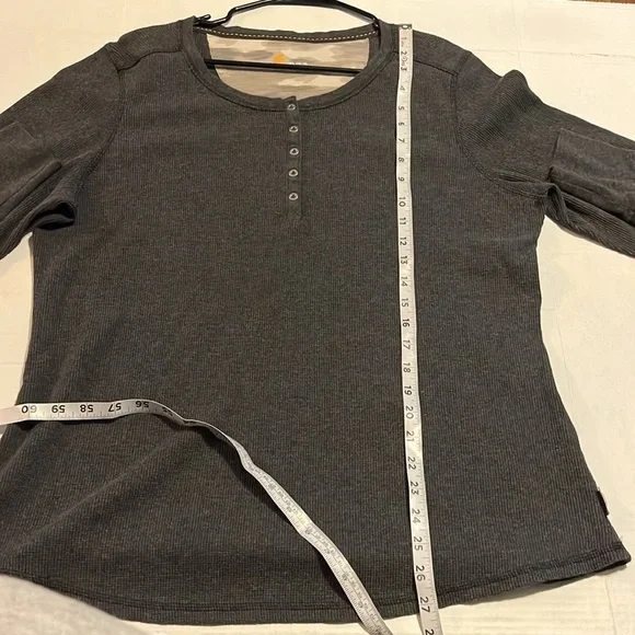 Carhartt-XL(16-18)-charcoal gray-long sleeve, Henley, snap buttons, thermal top. - Picture 10 of 11